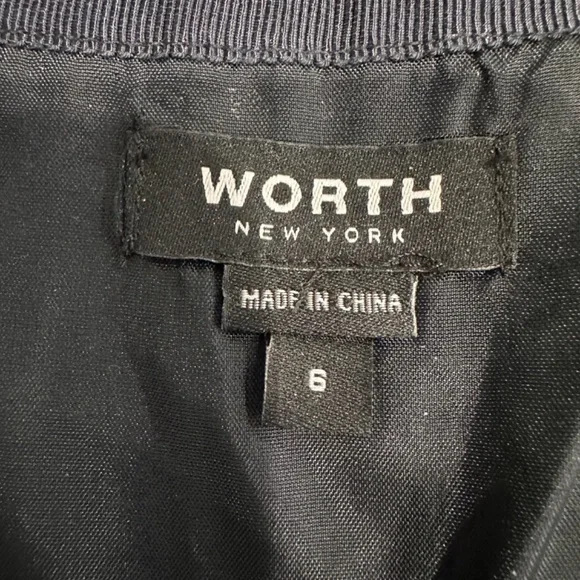 Worth Black/White wool tweed skirt w/navy/brown; zipper front kick; like new! - Picture 5 of 7